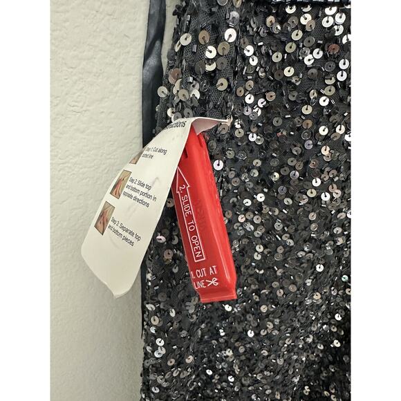 NWT Mac Duggal Gray Sequined Sleeveless V-neck Cocktail Dress Size 14 - Picture 13 of 16